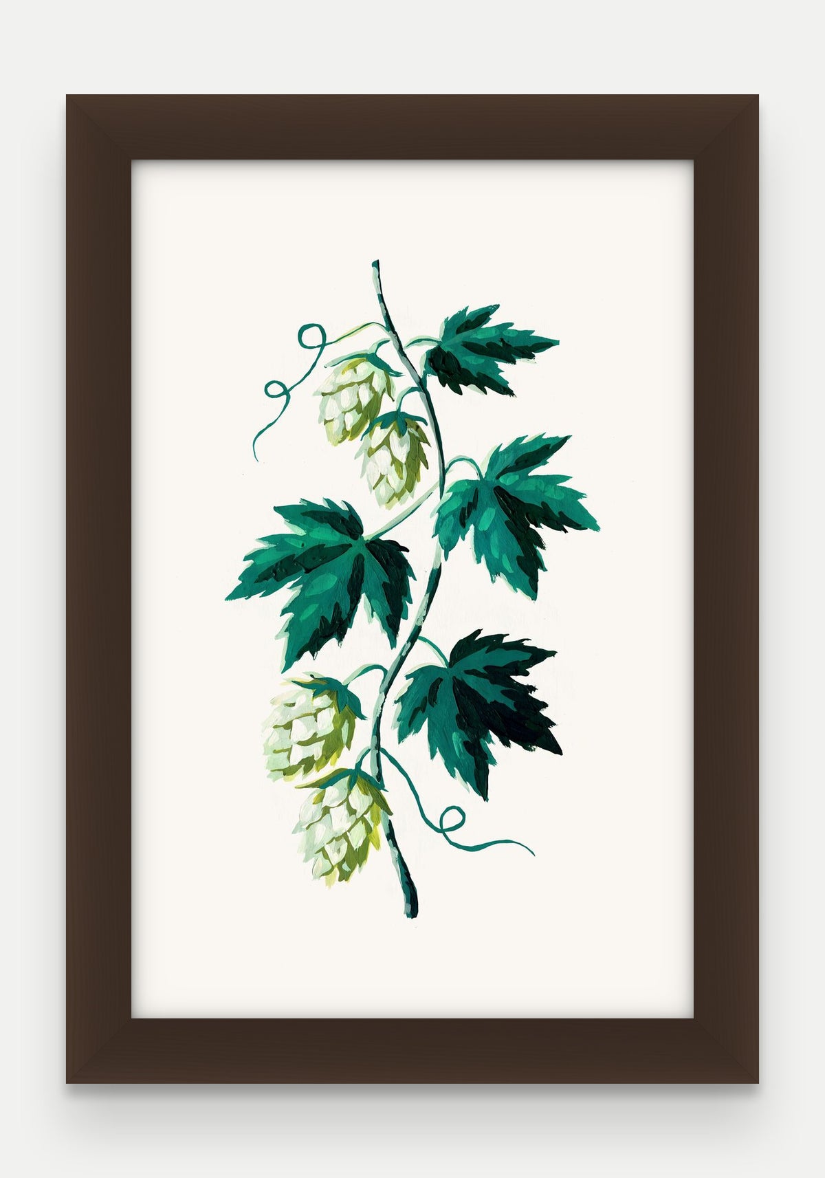 Obraz na płótnie Chmiel w ramie, oprawa: drewno brązowe, format 20 × 30 cm