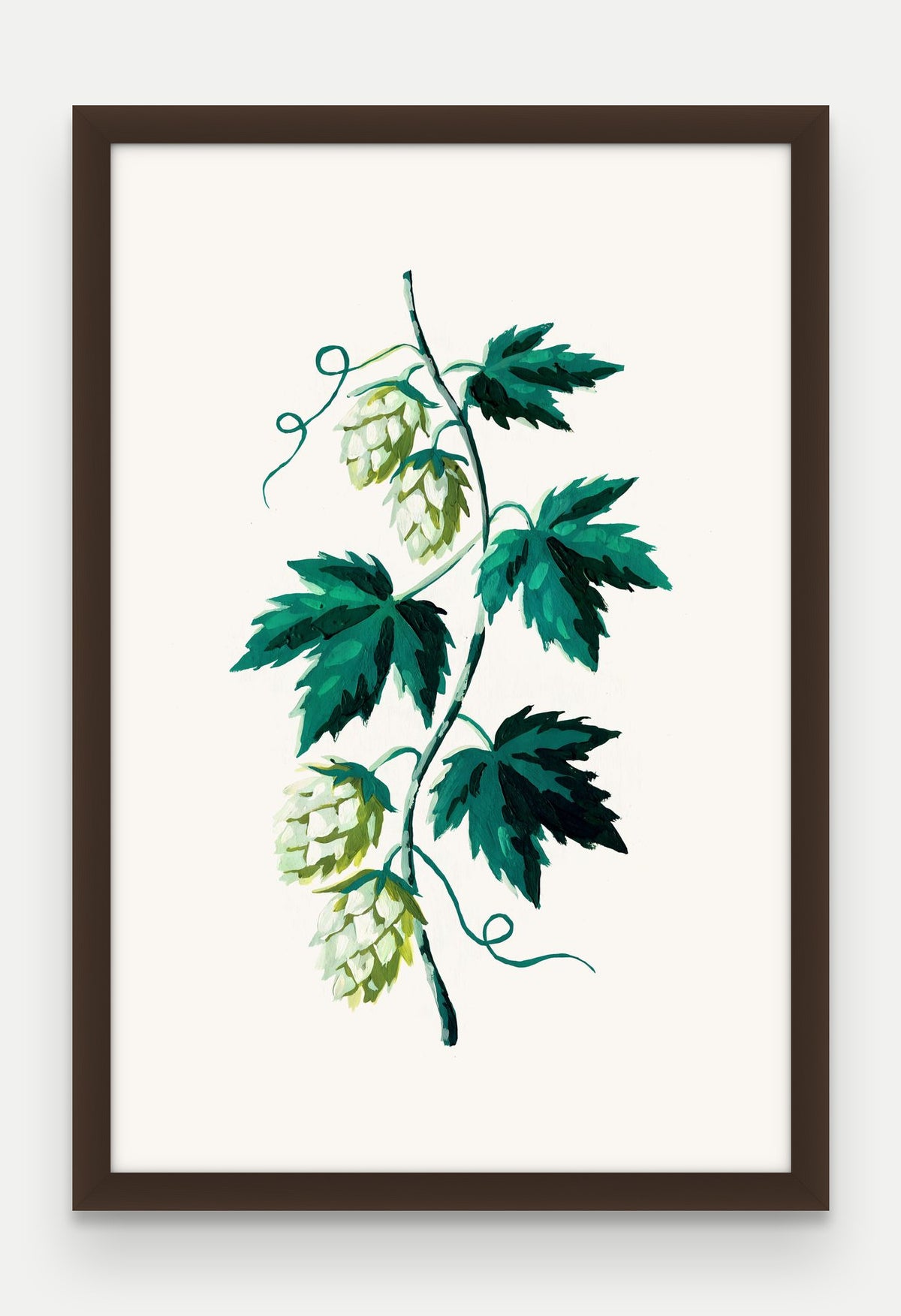 Obraz na płótnie Chmiel w ramie, oprawa: drewno brązowe, format 40 × 60 cm