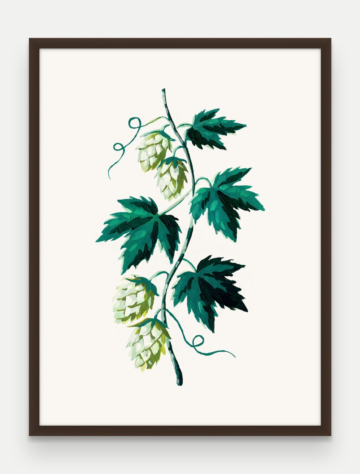 Obraz na płótnie Chmiel w ramie, oprawa: drewno brązowe, format 60 × 80 cm