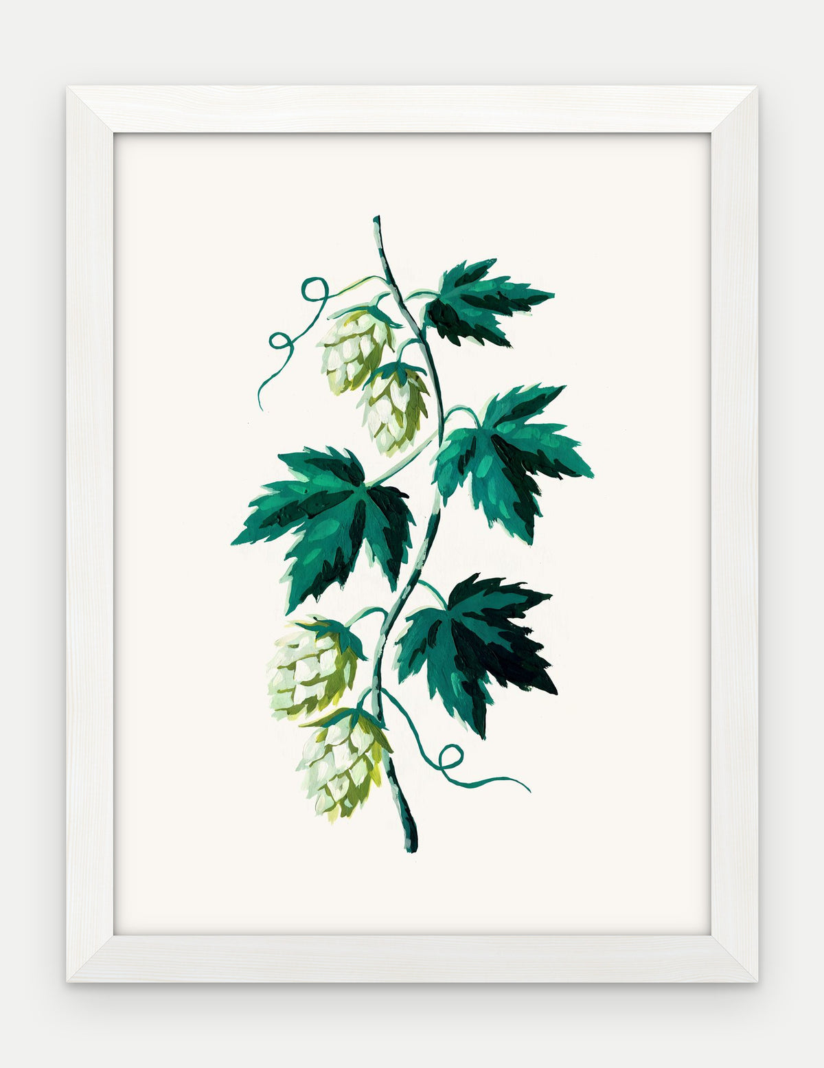 Plakat Chmiel w ramie, oprawa: drewno białe, format 30 × 40 cm