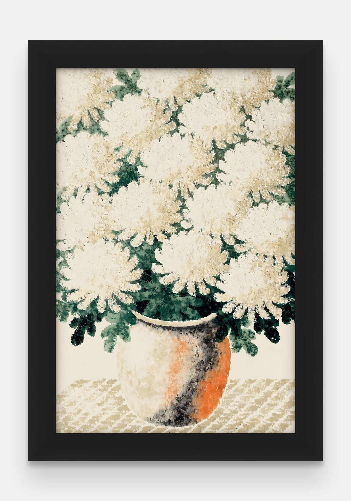Obraz na płótnie Chryzantemy w ramie, oprawa: drewno czarne, format 20 × 30 cm
