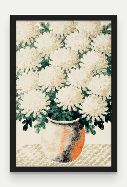 Obraz na płótnie Chryzantemy w ramie, oprawa: drewno czarne, format 40 × 60 cm