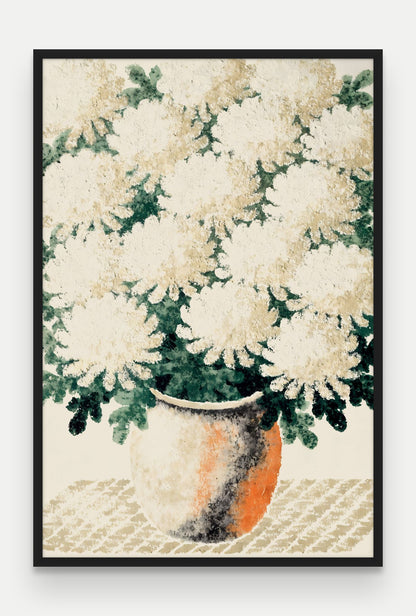 Obraz na płótnie Chryzantemy w ramie, oprawa: drewno czarne, format 80 × 120 cm