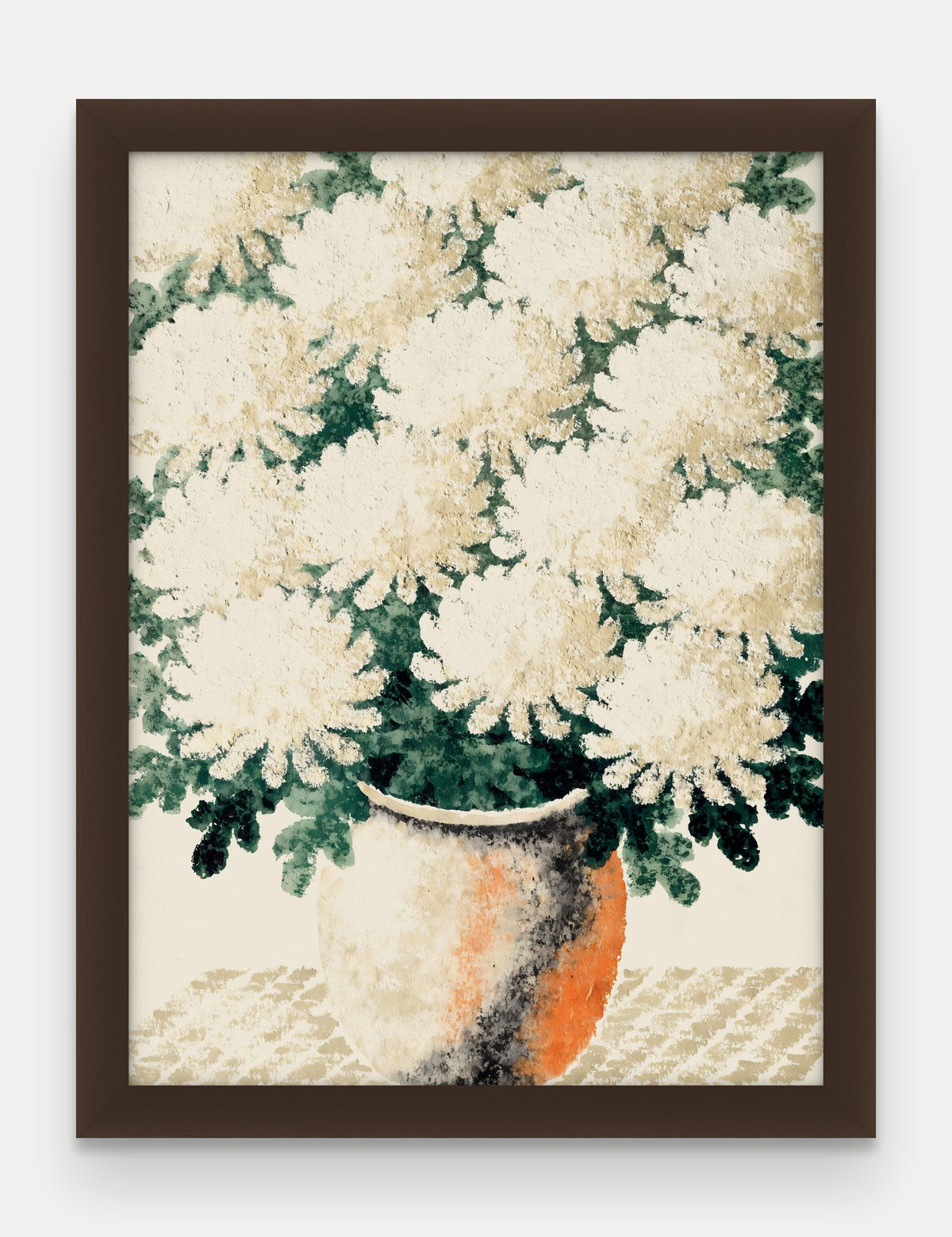 Obraz na płótnie Chryzantemy w ramie, oprawa: drewno brązowe, format 30 × 40 cm