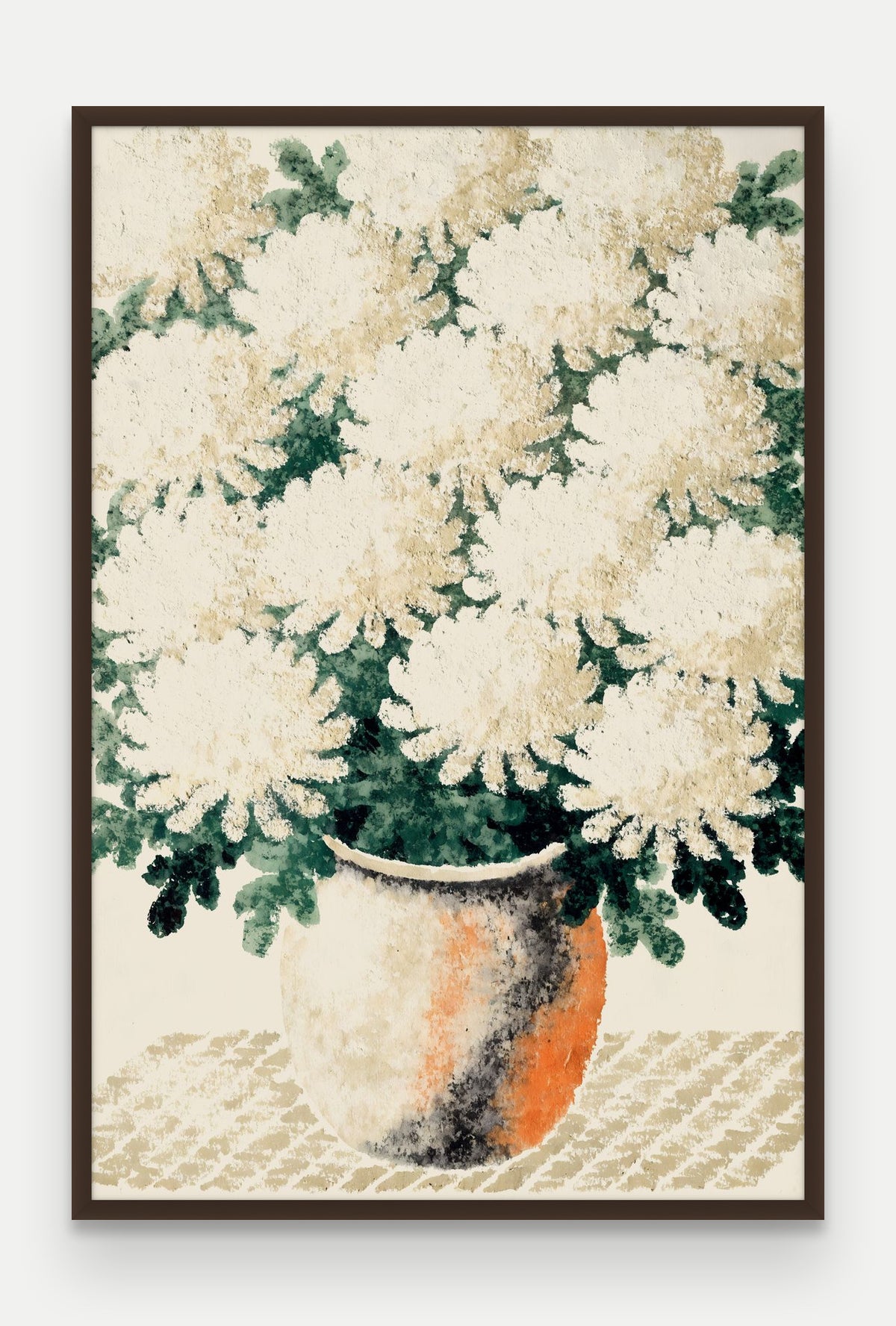 Obraz na płótnie Chryzantemy w ramie, oprawa: drewno brązowe, format 80 × 120 cm