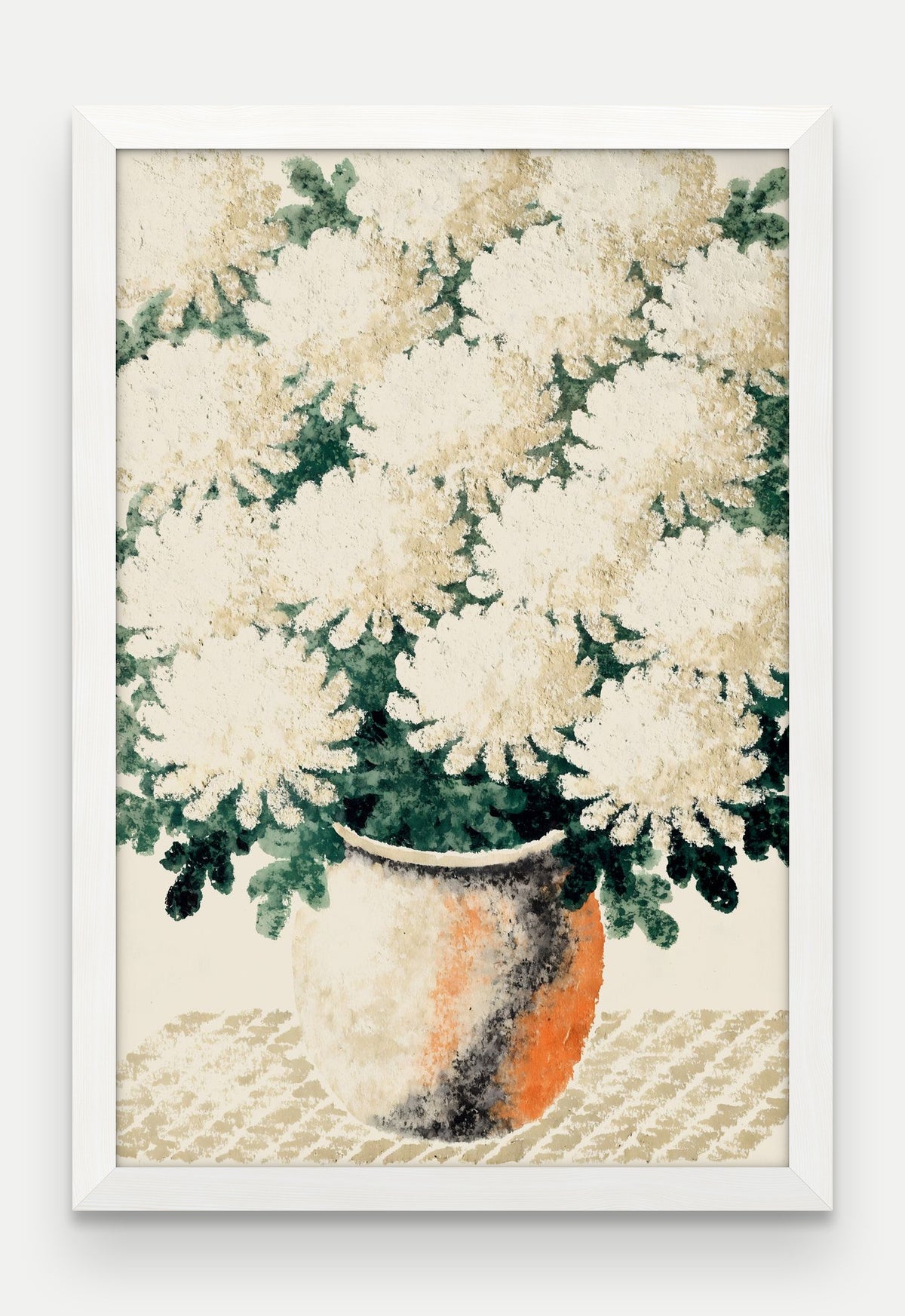 Obraz na płótnie Chryzantemy w ramie, oprawa: drewno białe, format 40 × 60 cm