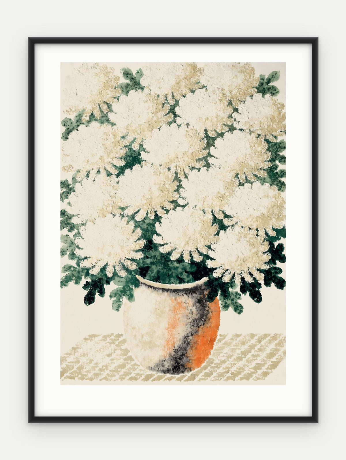 Plakat Chryzantemy w ramie, oprawa: aluminium czarne, z passe-partout, format 30 × 40 cm