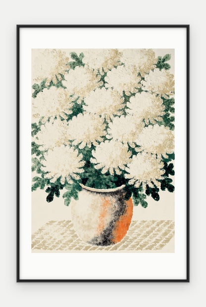 Plakat Chryzantemy w ramie, oprawa: aluminium czarne, z passe-partout, format 40 × 60 cm