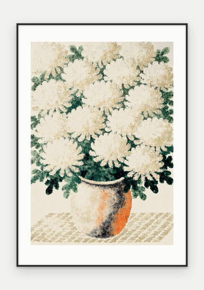 Plakat Chryzantemy w ramie, oprawa: aluminium czarne, z passe-partout, format 70 × 100 cm