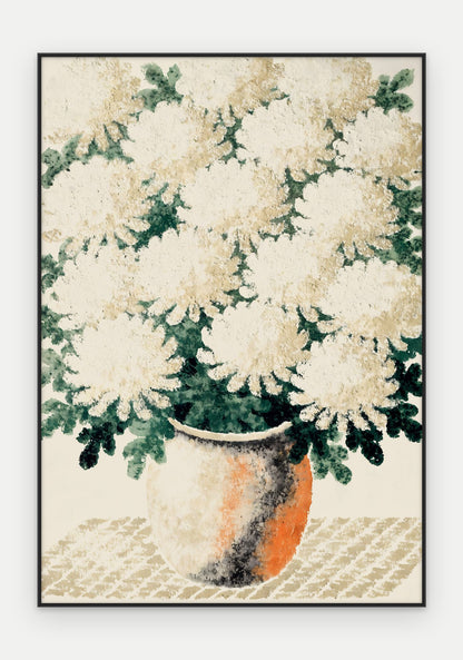 Plakat Chryzantemy w ramie, oprawa: aluminium czarne, format 70 × 100 cm
