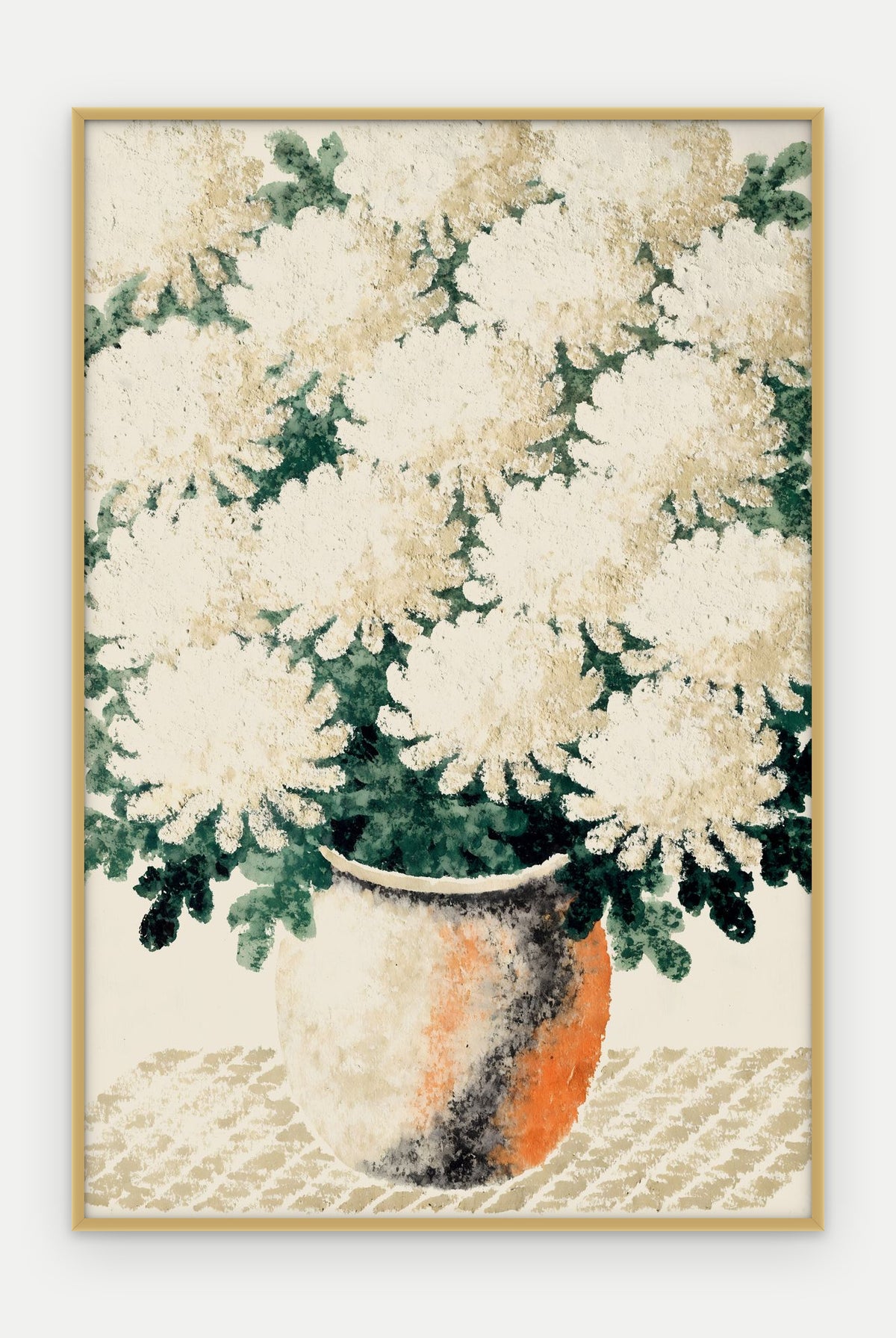 Plakat Chryzantemy w ramie, oprawa: aluminium złote, format 40 × 60 cm