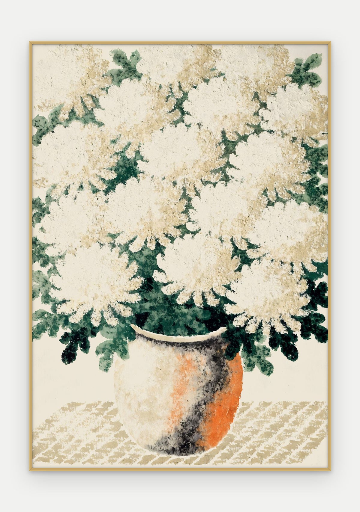 Plakat Chryzantemy w ramie, oprawa: aluminium złote, format 70 × 100 cm