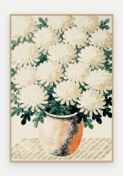 Plakat Chryzantemy w ramie, oprawa: aluminium złote, format 70 × 100 cm