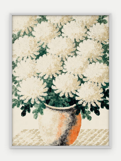 Plakat Chryzantemy w ramie, oprawa: aluminium srebrne, format 30 × 40 cm