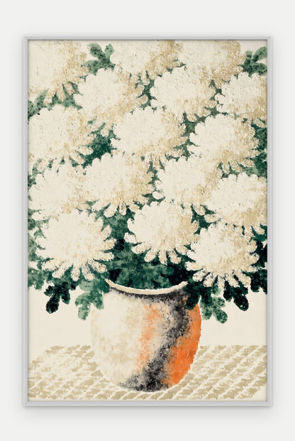 Plakat Chryzantemy w ramie, oprawa: aluminium srebrne, format 40 × 60 cm