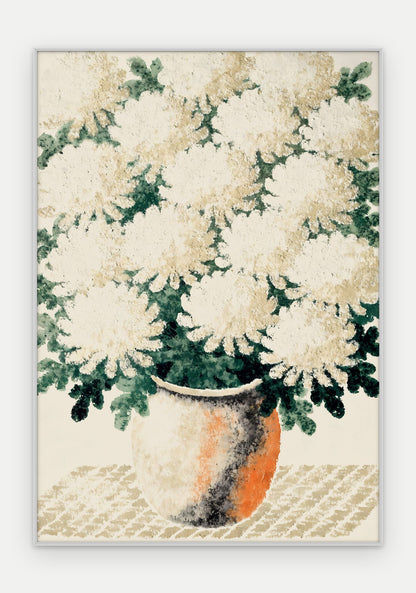 Plakat Chryzantemy w ramie, oprawa: aluminium srebrne, format 70 × 100 cm