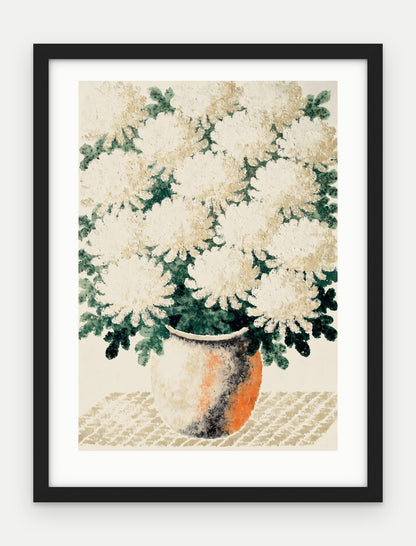Plakat Chryzantemy w ramie, oprawa: drewno czarne, z passe-partout, format 30 × 40 cm