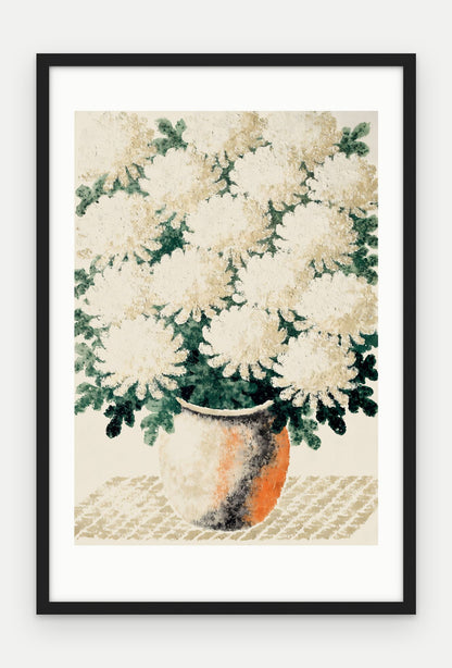Plakat Chryzantemy w ramie, oprawa: drewno czarne, z passe-partout, format 40 × 60 cm