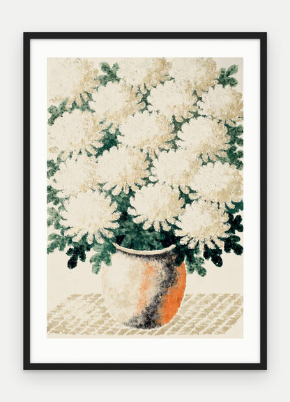 Plakat Chryzantemy w ramie, oprawa: drewno czarne, z passe-partout, format 50 × 70 cm