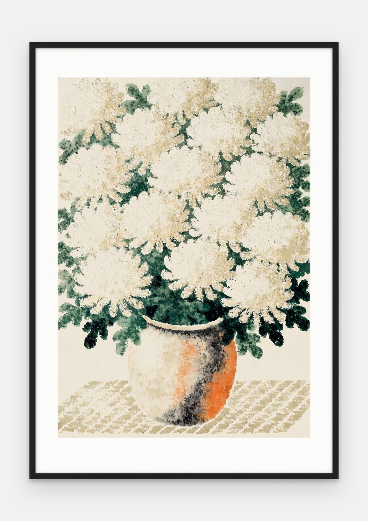 Plakat Chryzantemy w ramie, oprawa: drewno czarne, z passe-partout, format 70 × 100 cm