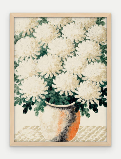 Plakat Chryzantemy w ramie, oprawa: drewno naturalne, format 30 × 40 cm