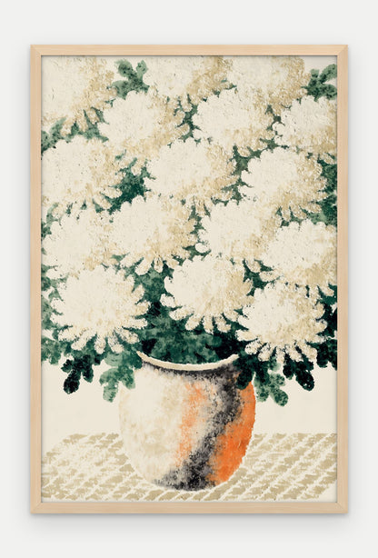 Plakat Chryzantemy w ramie, oprawa: drewno naturalne, format 40 × 60 cm