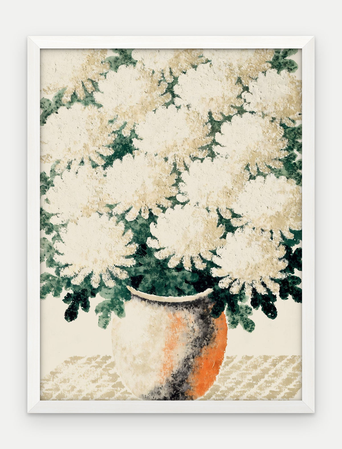 Plakat Chryzantemy w ramie, oprawa: drewno białe, format 30 × 40 cm