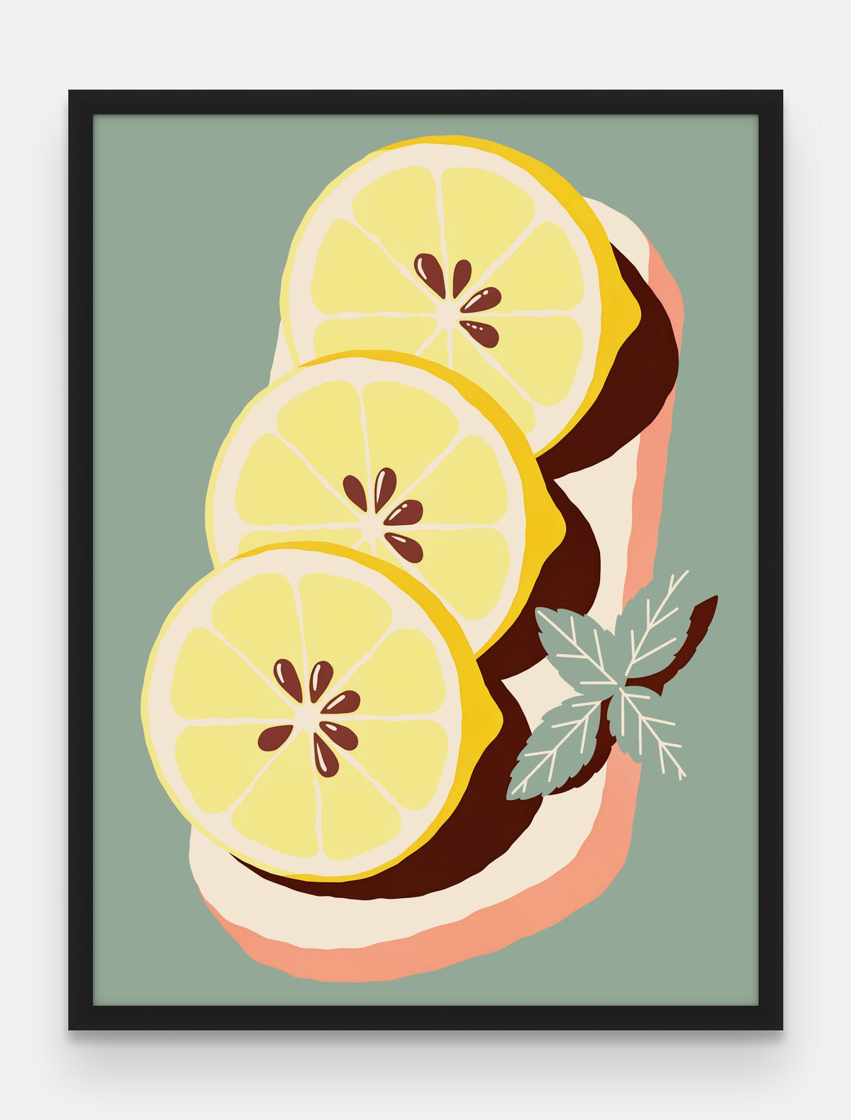 Obraz na płótnie Cytryny na desce w ramie, oprawa: drewno czarne, format 60 × 80 cm