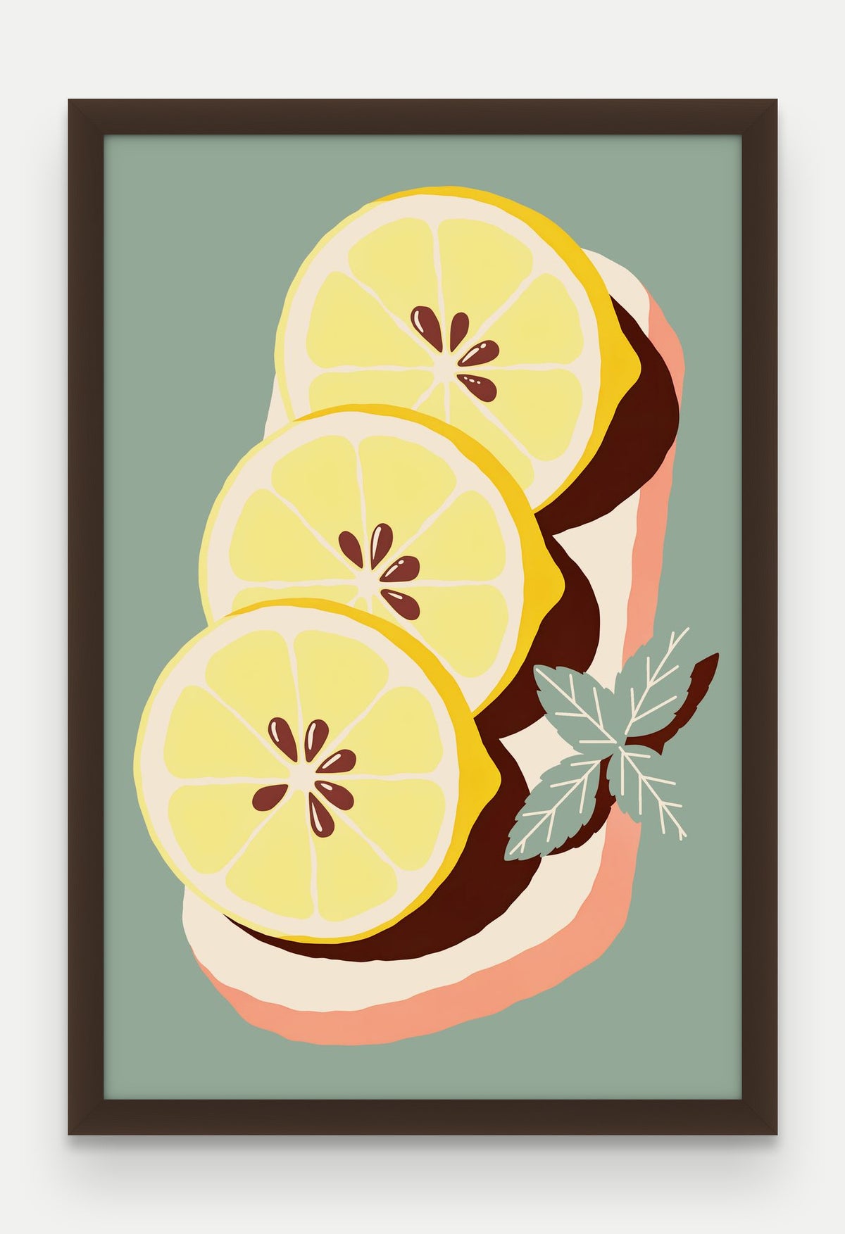Obraz na płótnie Cytryny na desce w ramie, oprawa: drewno brązowe, format 40 × 60 cm