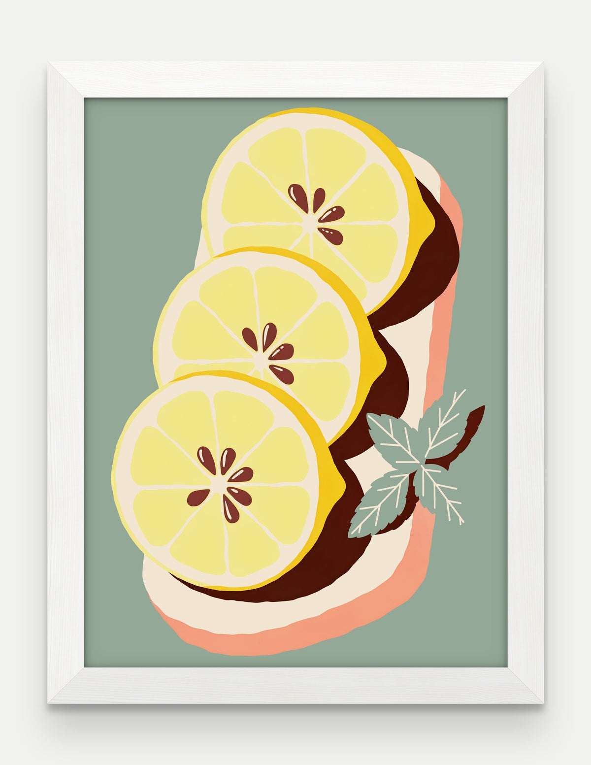 Obraz na płótnie Cytryny na desce w ramie, oprawa: drewno białe, format 30 × 40 cm