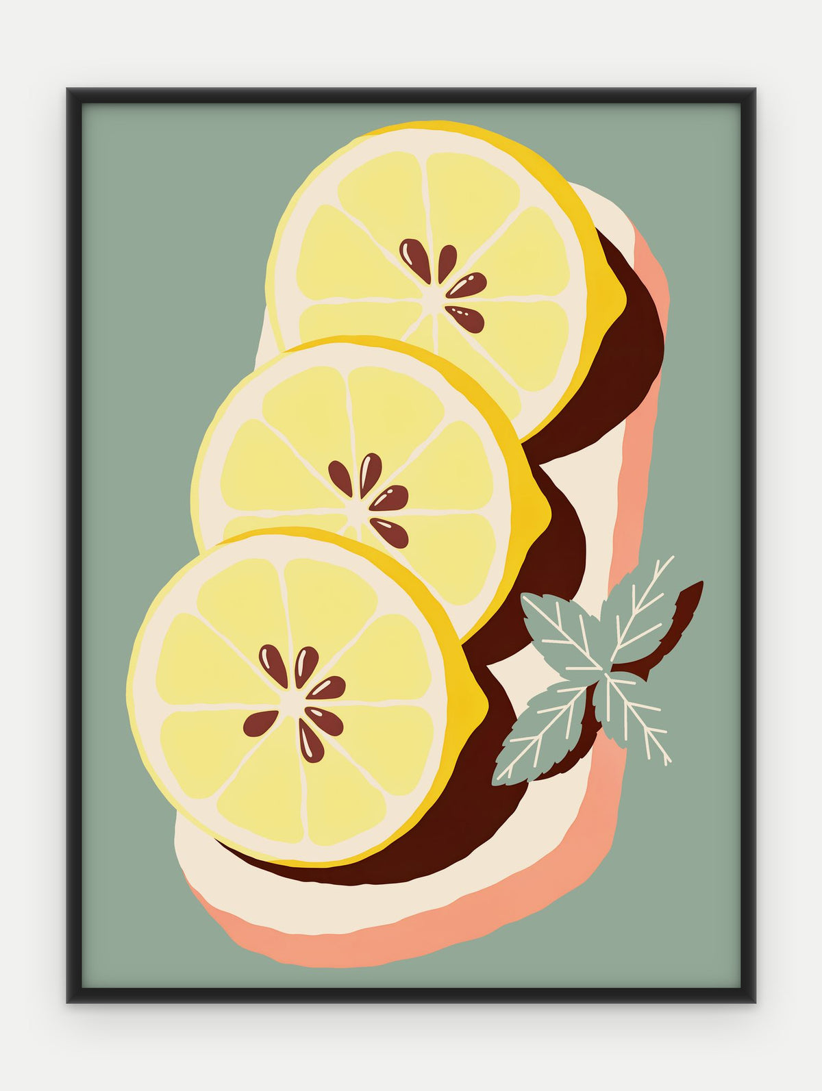 Plakat Cytryny na desce w ramie, oprawa: aluminium czarne, format 30 × 40 cm