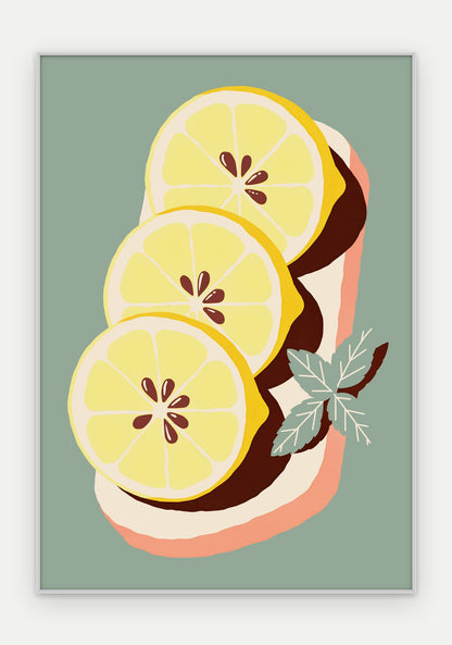 Plakat Cytryny na desce w ramie, oprawa: aluminium srebrne, format 70 × 100 cm