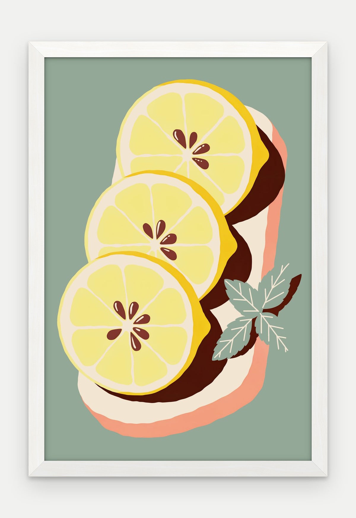 Plakat Cytryny na desce w ramie, oprawa: drewno białe, format 40 × 60 cm