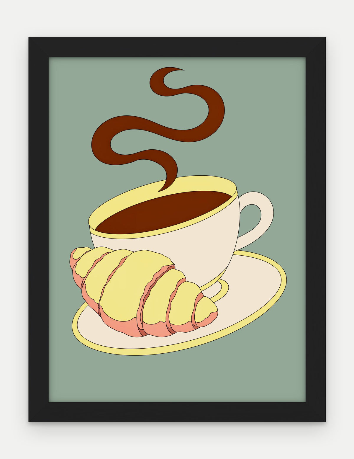 Plakat Filiżanka kawy w ramie, oprawa: drewno czarne, format 30 × 40 cm