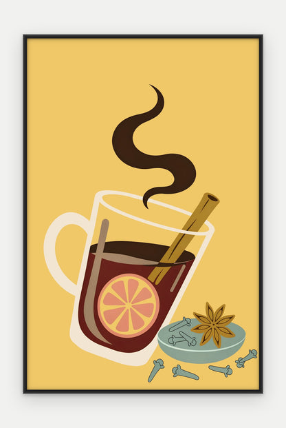 Plakat Grzane wino w ramie, oprawa: aluminium czarne, format 40 × 60 cm