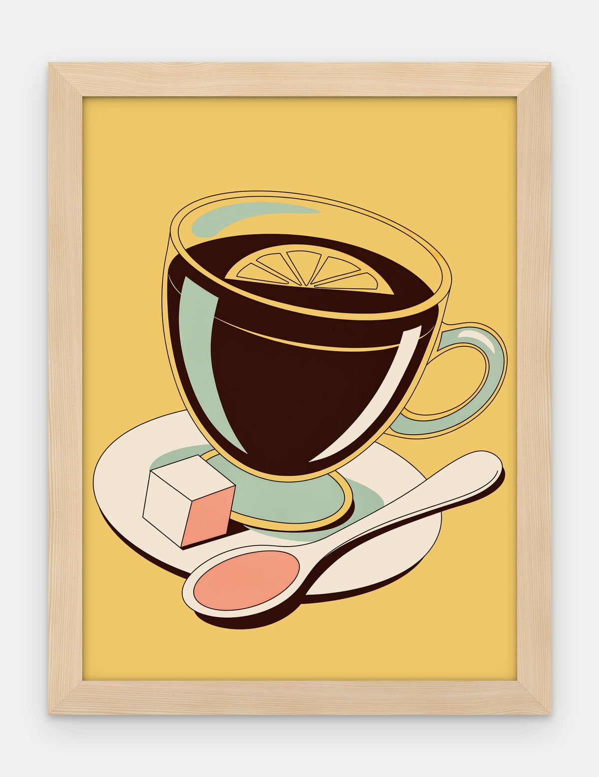 Plakat Herbata w szklance w ramie, oprawa: drewno naturalne, format 30 × 40 cm
