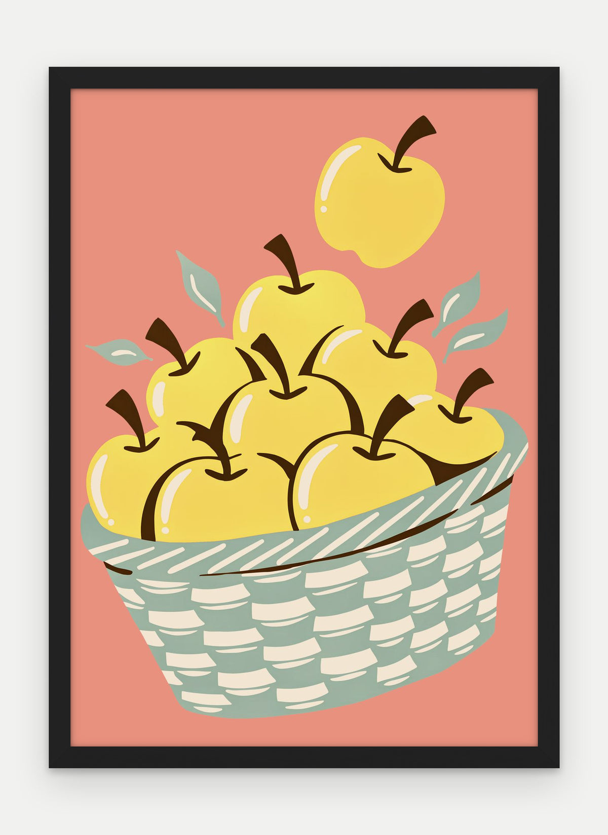 Plakat Kosz jabłek w ramie, oprawa: drewno czarne, format 50 × 70 cm
