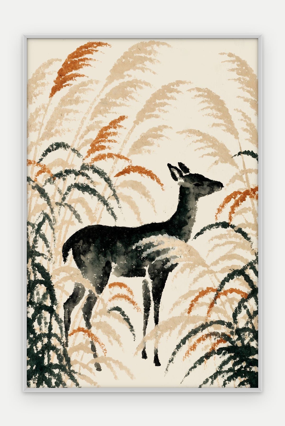 Plakat Jeleń w ramie, oprawa: aluminium srebrne, format 40 × 60 cm