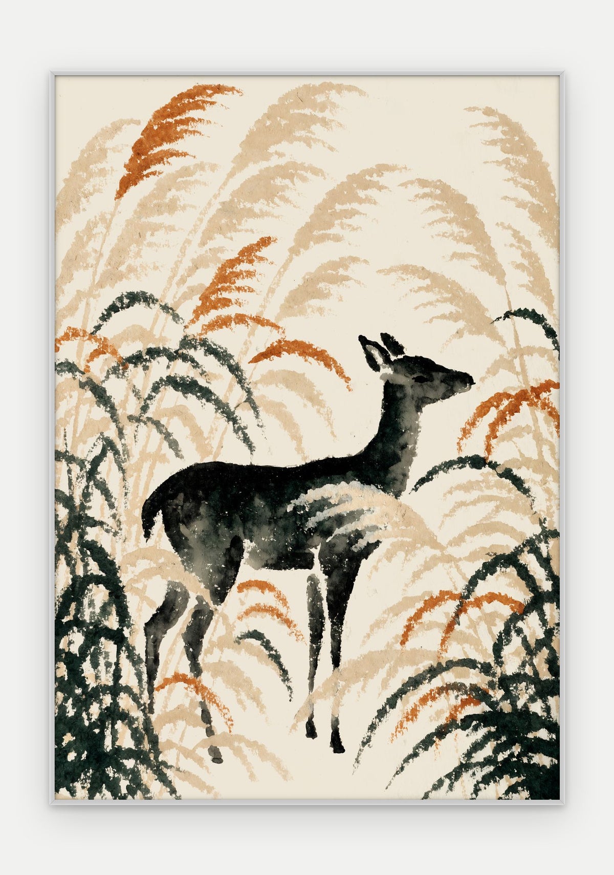 Plakat Jeleń w ramie, oprawa: aluminium srebrne, format 70 × 100 cm