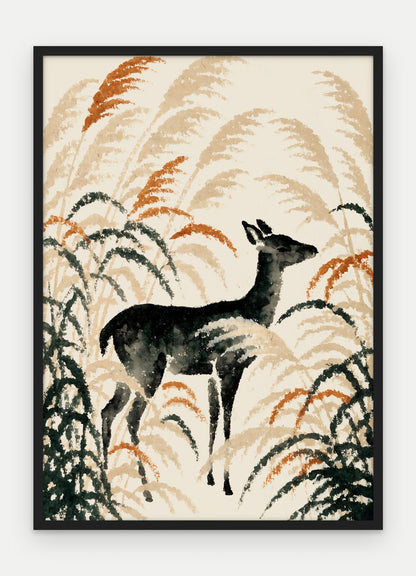 Plakat Jeleń w ramie, oprawa: drewno czarne, format 50 × 70 cm
