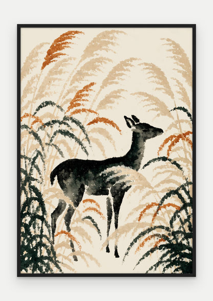 Plakat Jeleń w ramie, oprawa: drewno czarne, format 70 × 100 cm