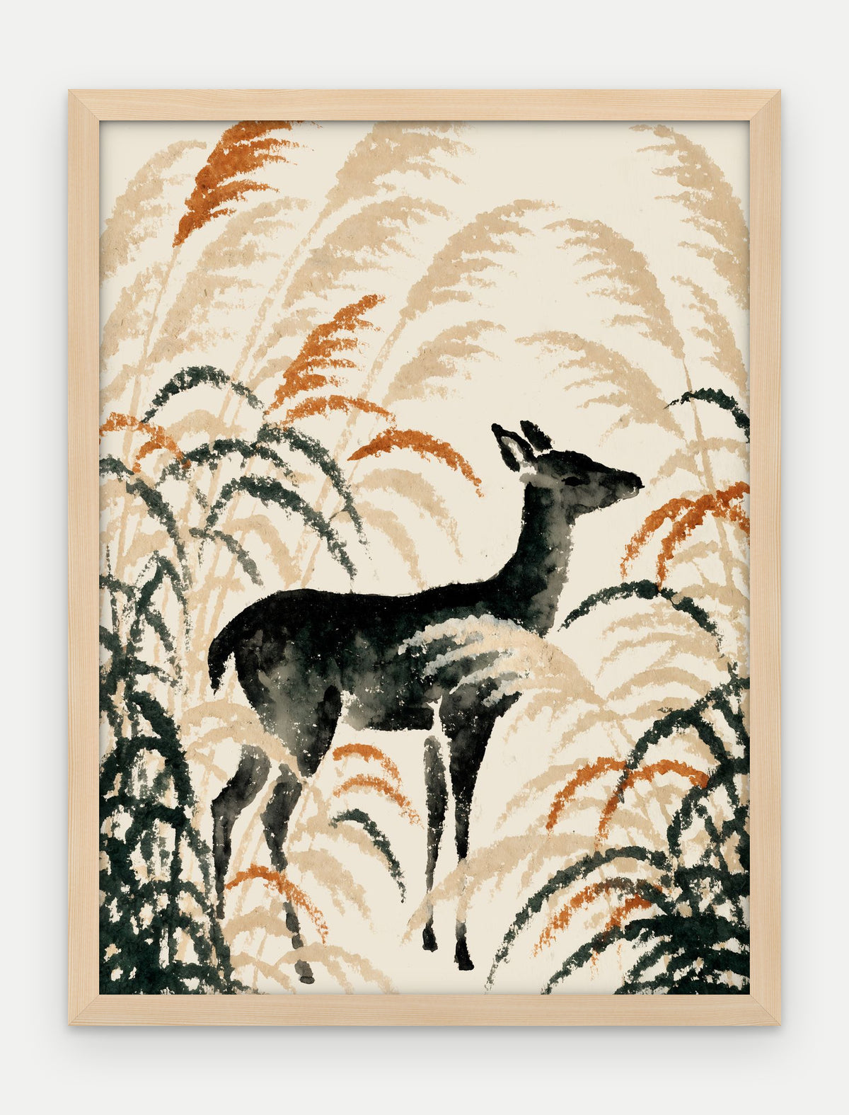 Plakat Jeleń w ramie, oprawa: drewno naturalne, format 30 × 40 cm