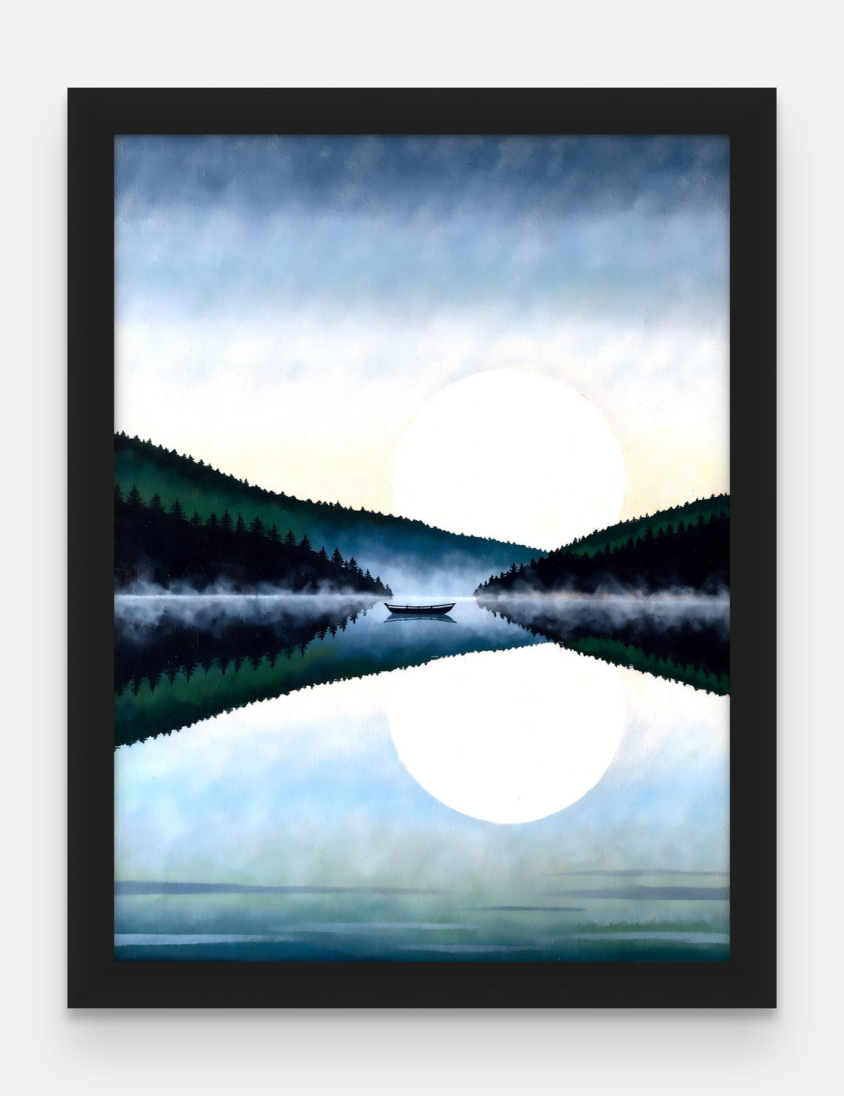 Obraz na płótnie Jezioro w ramie, oprawa: drewno czarne, format 30 × 40 cm
