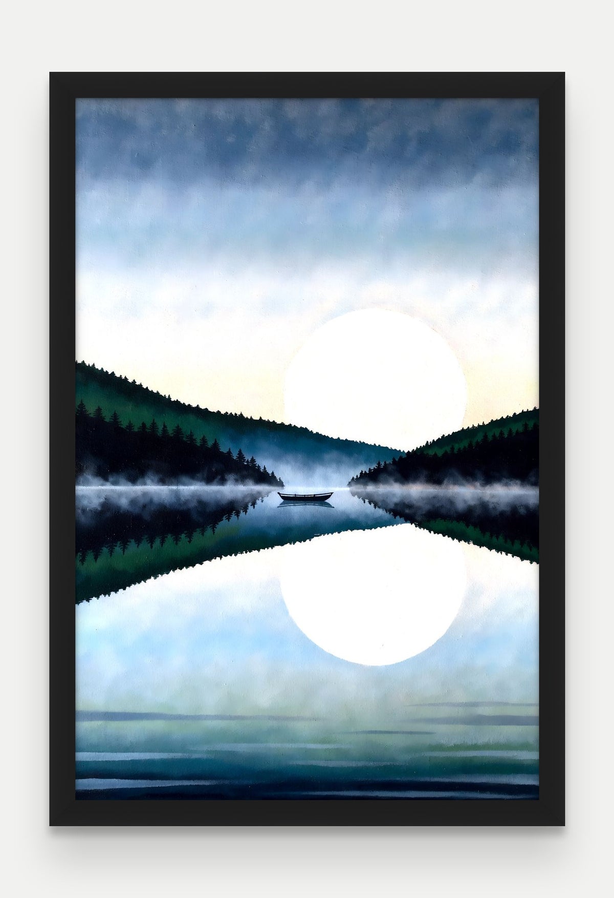 Obraz na płótnie Jezioro w ramie, oprawa: drewno czarne, format 40 × 60 cm