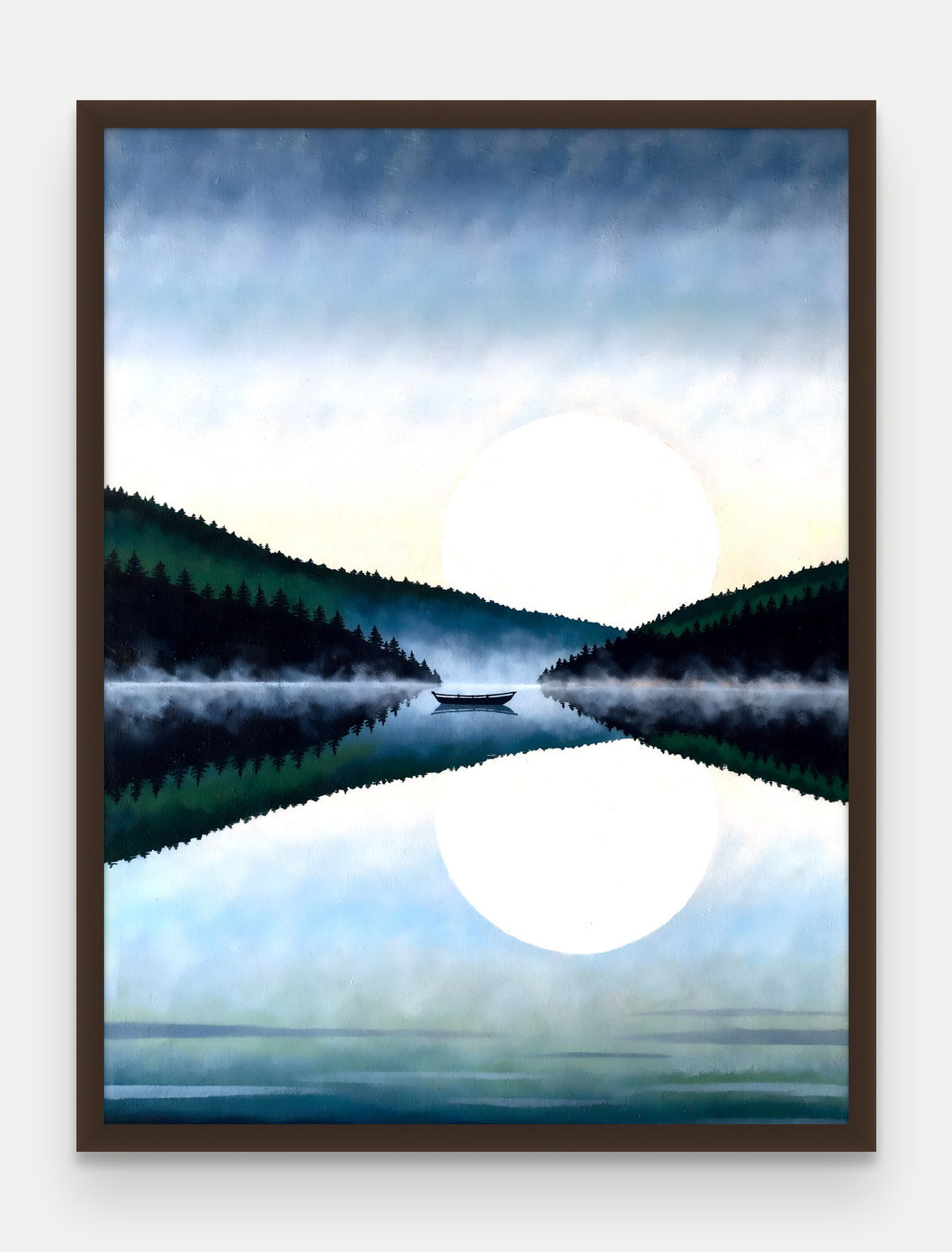 Obraz na płótnie Jezioro w ramie, oprawa: drewno brązowe, format 60 × 80 cm