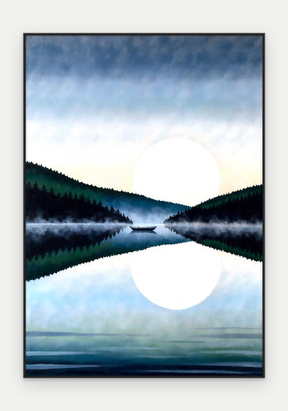 Plakat Jezioro w ramie, oprawa: aluminium czarne, format 70 × 100 cm