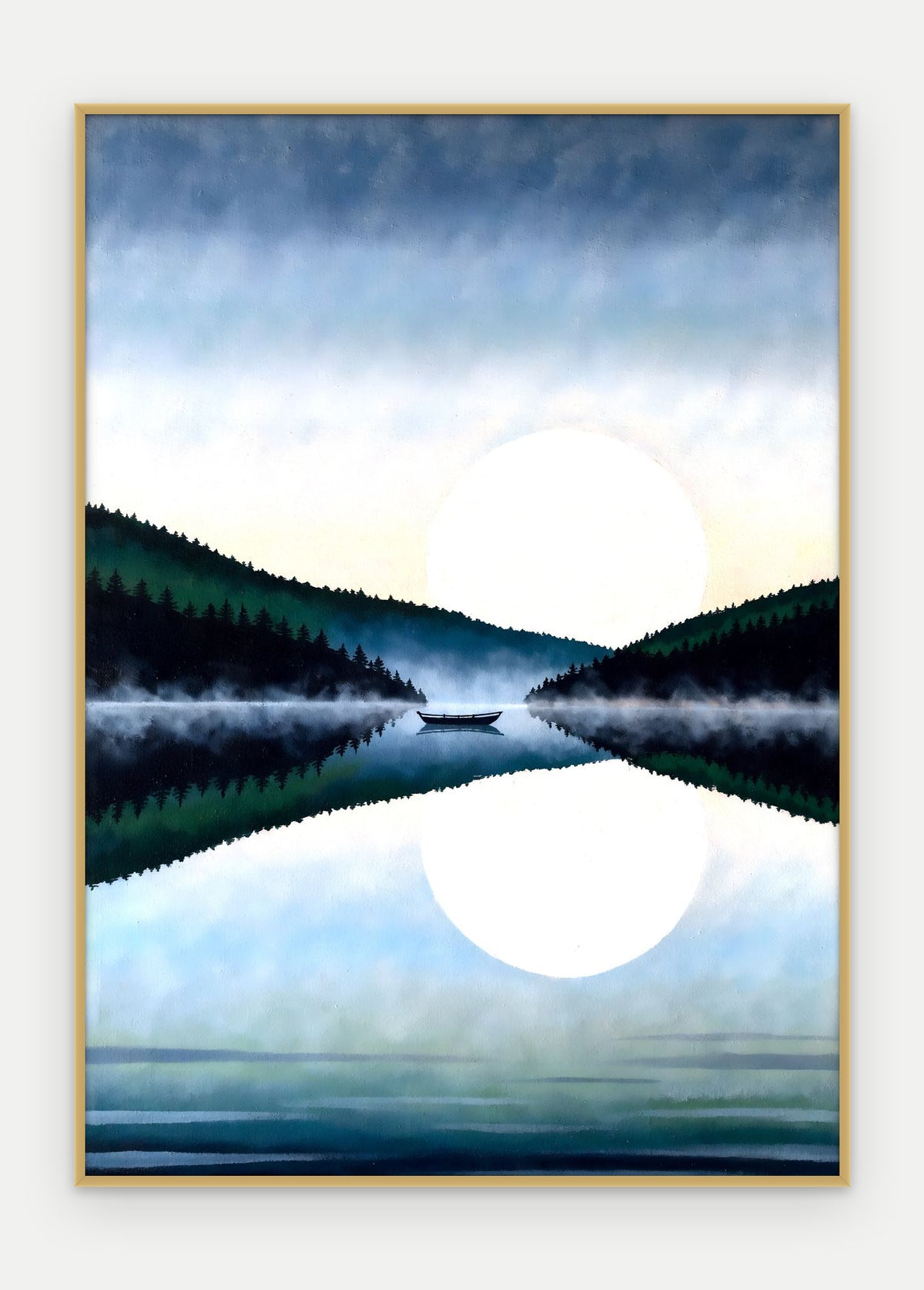 Plakat Jezioro w ramie, oprawa: aluminium złote, format 50 × 70 cm