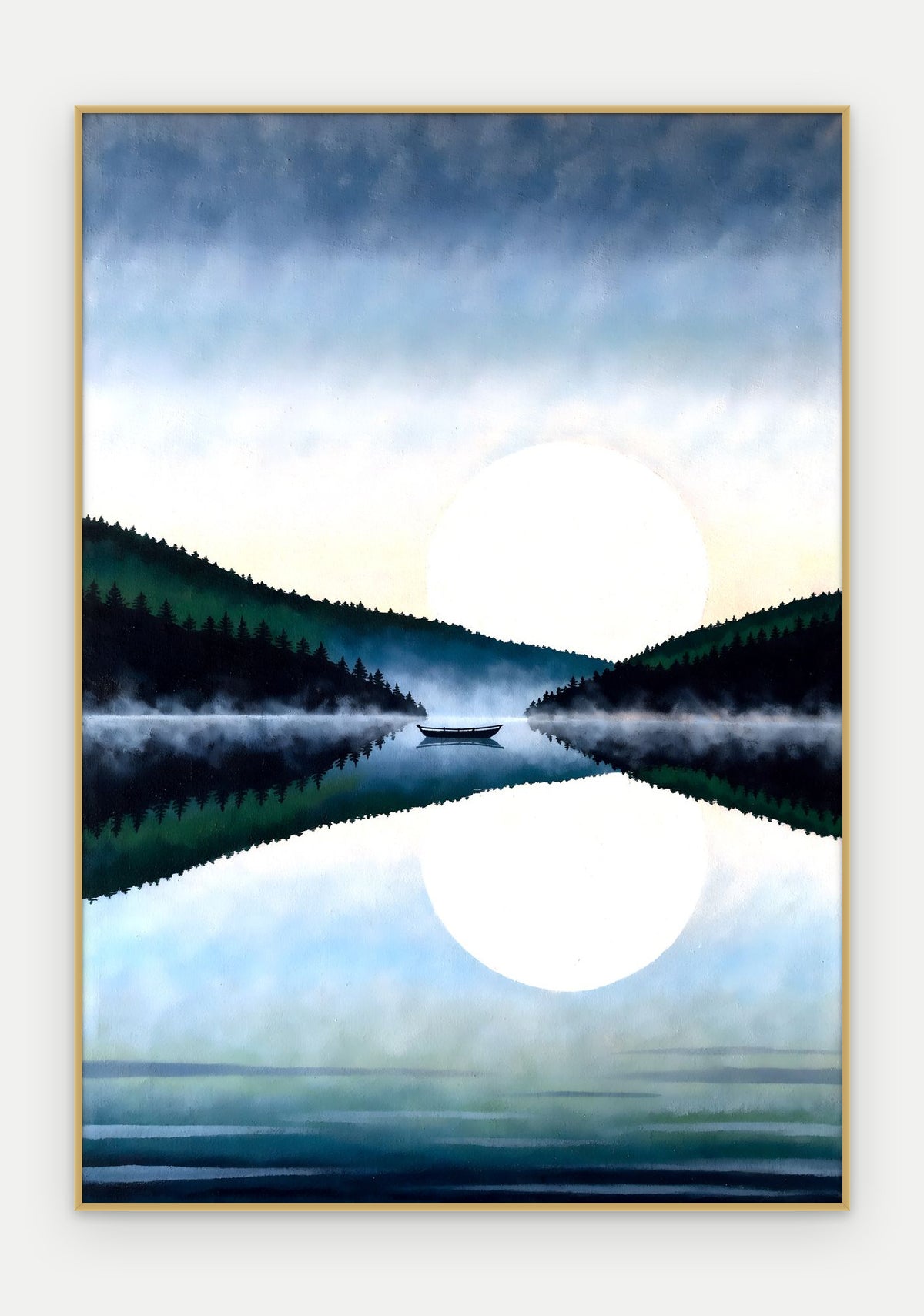 Plakat Jezioro w ramie, oprawa: aluminium złote, format 70 × 100 cm
