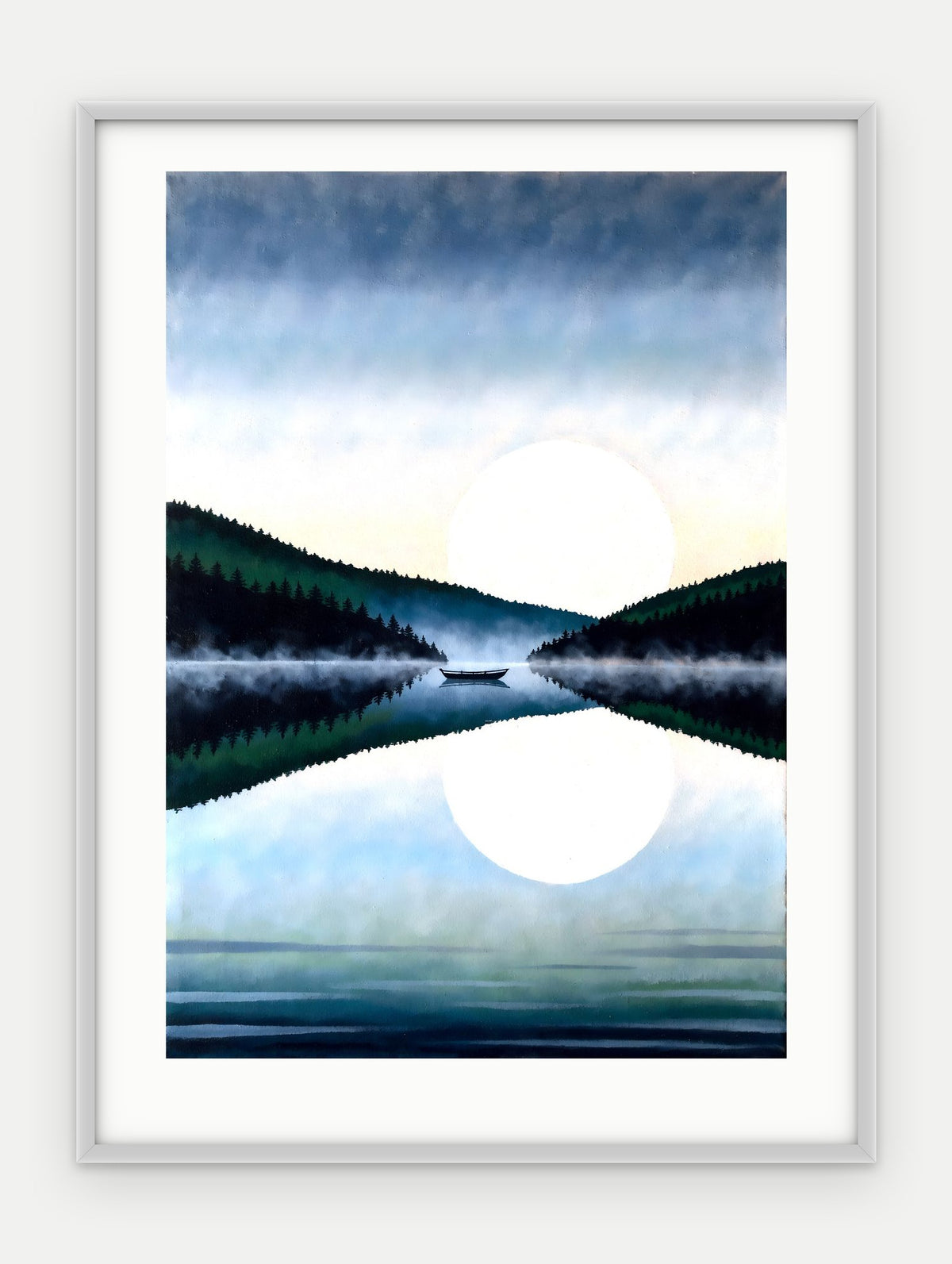 Plakat Jezioro w ramie, oprawa: aluminium srebrne, z passe-partout, format 30 × 40 cm