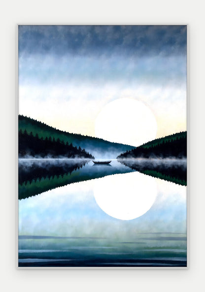 Plakat Jezioro w ramie, oprawa: aluminium srebrne, format 70 × 100 cm